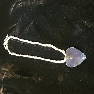 Unique blue art glass heart necklace